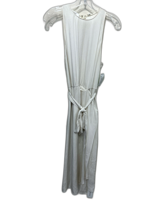 Vince Size 8 Cream Triacetate Sleeveless Faux Wrap high neck Midi Dress Cream / 8