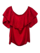 Maje Size 1 Red Polyester Off Shoulder Short Sleeve Wrinkled Boxy Top Red / 1