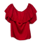 Maje Size 1 Red Polyester Off Shoulder Short Sleeve Wrinkled Boxy Top Red / 1