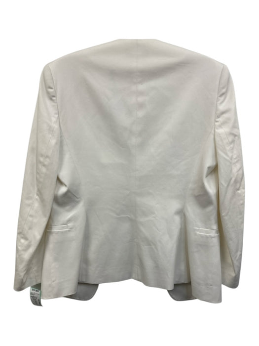 Theory Size 6 White Cotton Blend Open Front Darted Welt Pocket Blazer Jacket White / 6