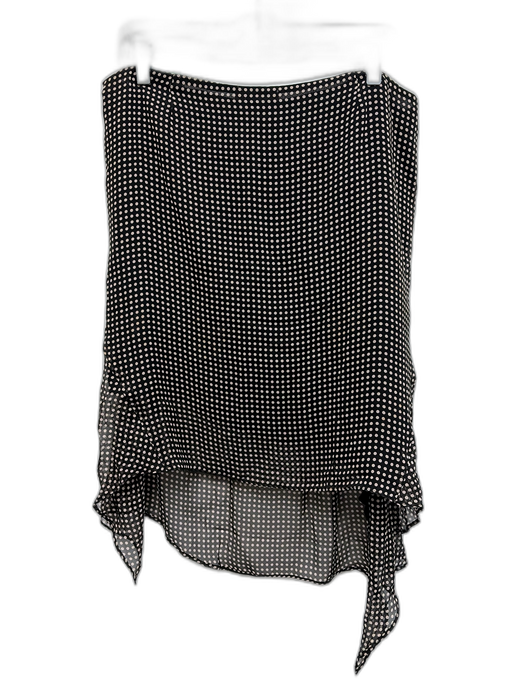 Chaiken Size 10 Black & White Sheer Overlay Polka Dots Hankerchief Hem Skirt Black & White / 10