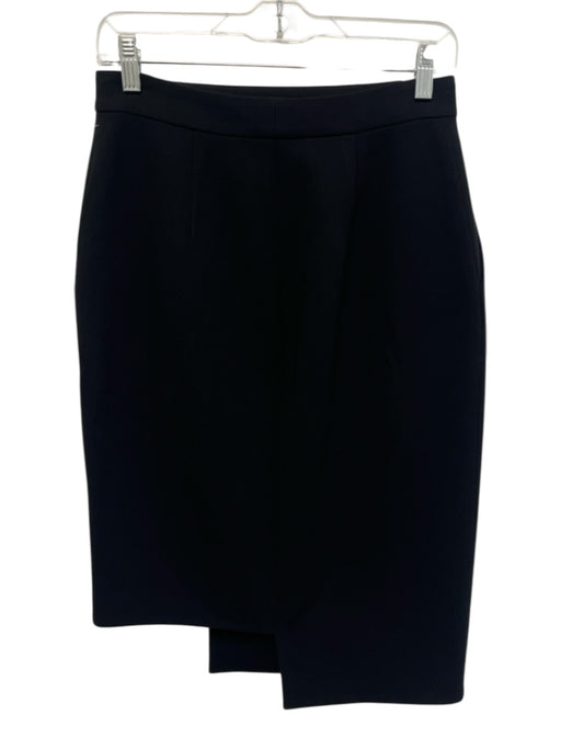 Salon 1884 Size 38 Black Triacetate Side Button Wrap Asymmetric Below knee Skirt Black / 38
