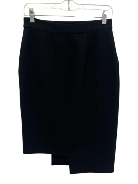 Salon 1884 Size 38 Black Triacetate Side Button Wrap Asymmetric Below knee Skirt Black / 38