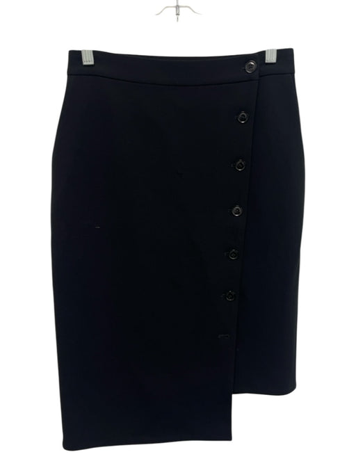 Salon 1884 Size 38 Black Triacetate Side Button Wrap Asymmetric Below knee Skirt Black / 38