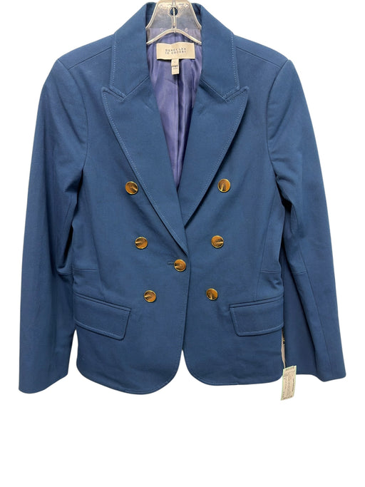 Derek Lam 10 Crosby Size 6 Teal Blue Cotton Marble Buttons Flap Pockets Jacket Teal Blue / 6