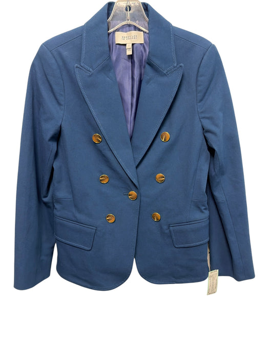 Derek Lam 10 Crosby Size 6 Teal Blue Cotton Marble Buttons Flap Pockets Jacket Teal Blue / 6