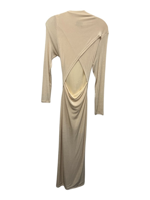 Significant Other Size 8 Cream Beige Polyester Blend Long Sleeve Shimmer Gown Cream Beige / 8