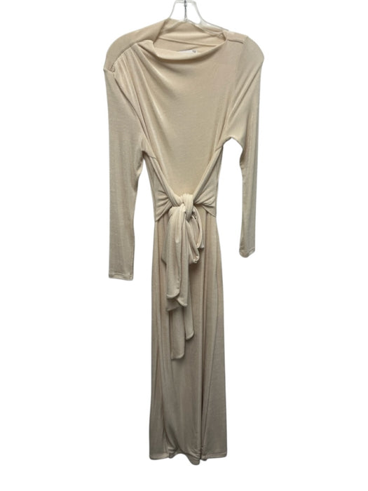Significant Other Size 8 Cream Beige Polyester Blend Long Sleeve Shimmer Gown Cream Beige / 8