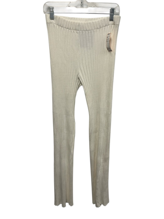 Simon Miller Size Small White Modal Blend Elastic Waist Ribbed Pants Set White / Small