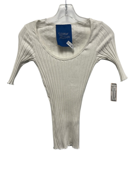 Simon Miller Size Small White Modal Blend Elastic Waist Ribbed Pants Set White / Small