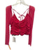 Self-Portrait Size 10 Fuchsia Pink Polyester Blend Long Sleeve Ruched Mesh Top Fuchsia Pink / 10