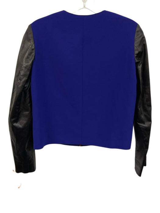 Cedric Charlier Size Est XS Blue & Black Polyester Blend Faux Leather Jacket Blue & Black / Est XS