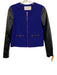 Cedric Charlier Size Est XS Blue & Black Polyester Blend Faux Leather Jacket Blue & Black / Est XS
