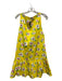 S/W/F Size M Yellow & Green Cotton Sleeveless Floral Drop Waist Dress Yellow & Green / M