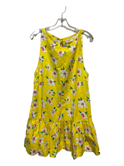 S/W/F Size M Yellow & Green Cotton Sleeveless Floral Drop Waist Dress Yellow & Green / M