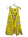 S/W/F Size M Yellow & Green Cotton Sleeveless Floral Drop Waist Dress Yellow & Green / M