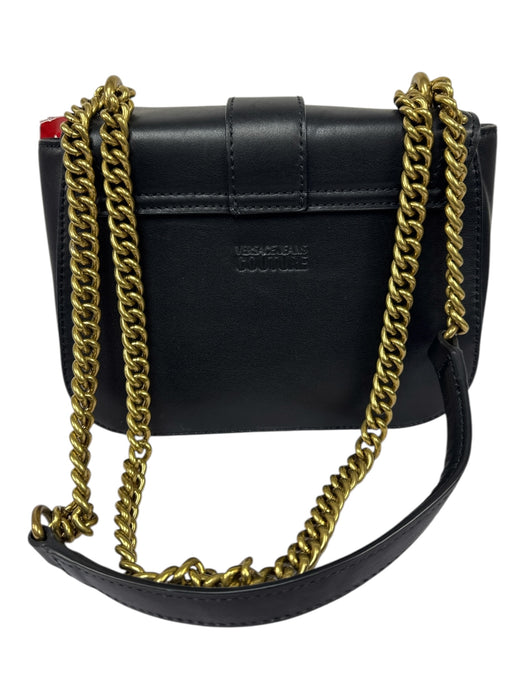 Versace Jeans Couture Black & Gold Leather Gold Tone Hardware Western Bag Black & Gold / S