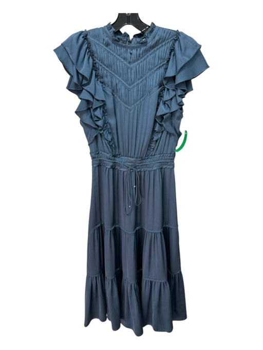 Veronica Beard Size 4 Periwinkle Blue Polyester Short Cap Sleeve Tiered Dress Periwinkle Blue / 4