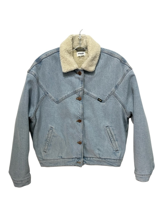 Wrangler Size Small Light Wash Cotton Denim Fleece Lined Button Up Collar Jacket Light Wash / Small