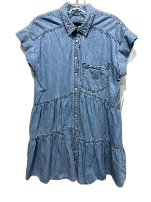 Veronica Beard Jeans Size S Blue Cotton & Tencel Denim Short Cap Sleeve Dress Blue / S