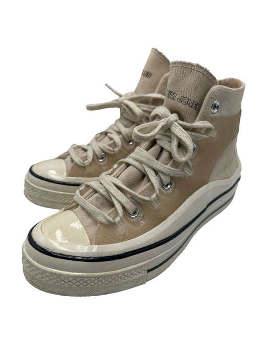 Converse Shoe Size 8 White Canvas High Top Platform Overlay Lace Shoes White / 8