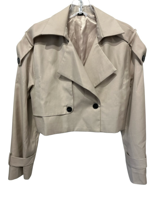 Edit by Nine Size S Beige Poly Blend Double Breast One Button Crop Jacket Beige / S