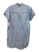 Saks Fifth Ave Size S Blue Linen V Neck Sleeveless Knee Length Collared Dress Blue / S