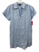 Saks Fifth Ave Size S Blue Linen V Neck Sleeveless Knee Length Collared Dress Blue / S