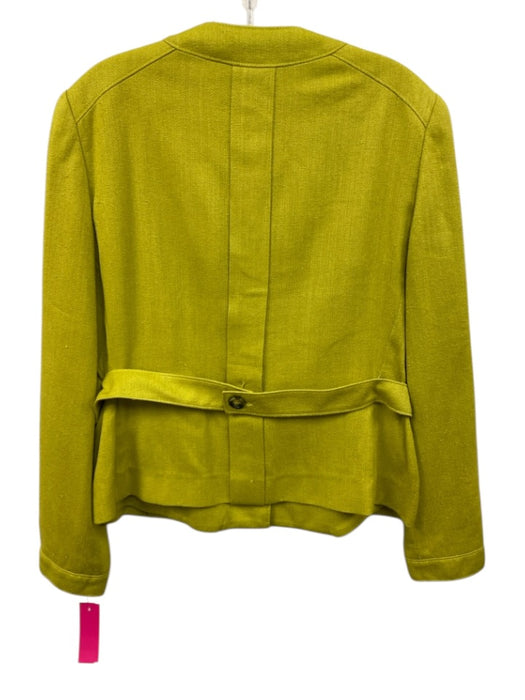 Carlisle Size 12 Green Silk & Acetate Button Front Round Neck Long Sleeve Jacket Green / 12