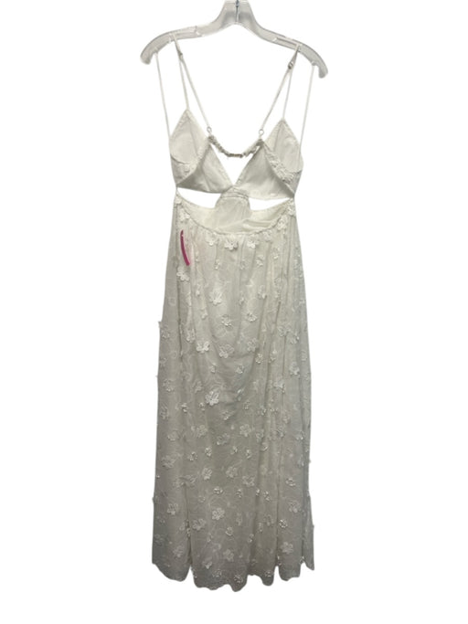 Milly Cabana Size M White Polyester Floral Applique Sleeveless Open Back Dress White / M