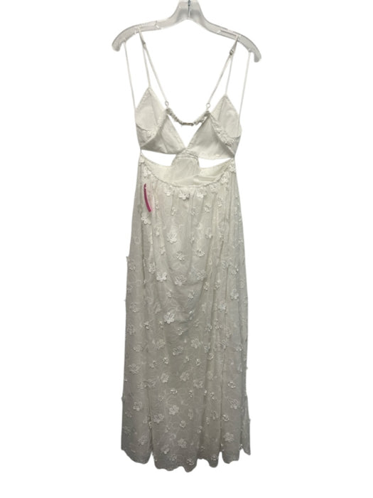 Milly Cabana Size M White Polyester Floral Applique Sleeveless Open Back Dress White / M