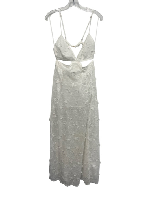 Milly Cabana Size M White Polyester Floral Applique Sleeveless Open Back Dress White / M