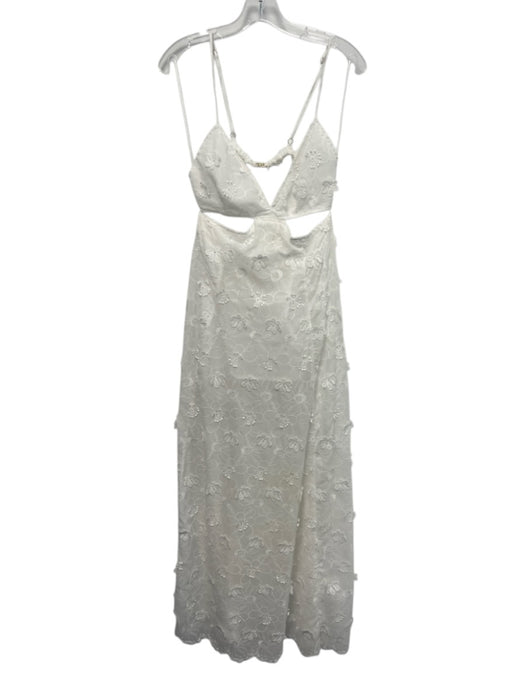 Milly Cabana Size M White Polyester Floral Applique Sleeveless Open Back Dress White / M