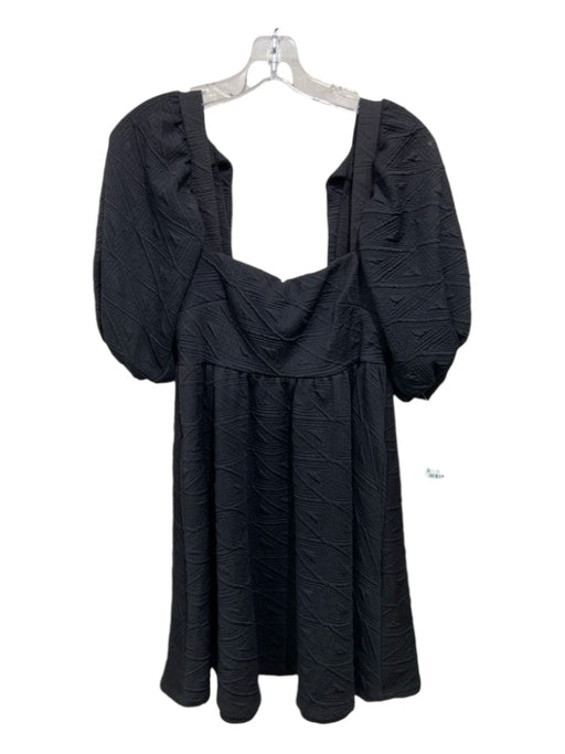 Free People Size XS Black Polyester Open Tie Back Short Puff Sleeve Mini Dress Black / XS