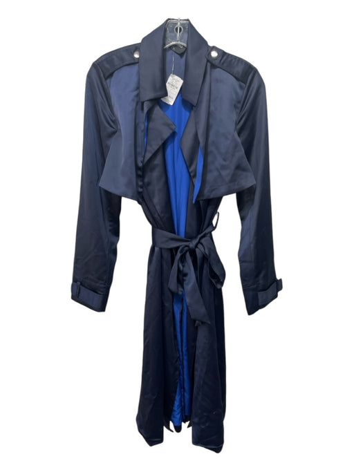 Dolce Cabo Size S Navy Polyester Trench Belt Satin Jacket Navy / S