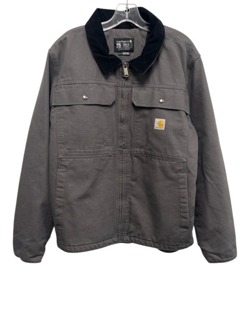 Carhartt Size M Gray Cotton Blend Solid Lined Zip Up Men's Jacket Gray / M