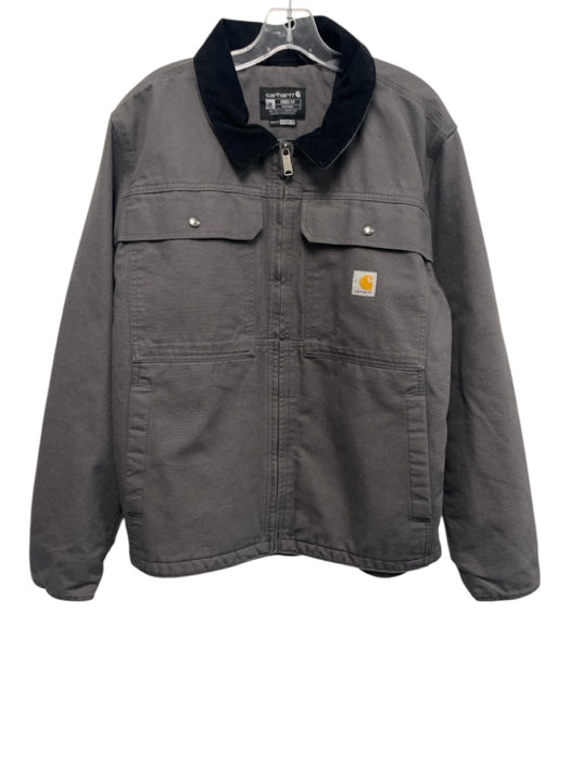 Carhartt Size M Gray Cotton Blend Solid Lined Zip Up Men's Jacket Gray / M
