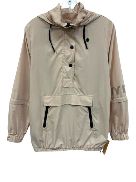 Ivy Park Size XS Pale Pink & Black Polyester Zip Hooded Half Button Jacket Pale Pink & Black / XS
