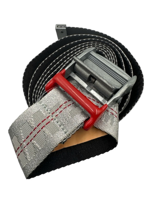 Off White Silver & Red Polyester Blend Contrast Stitch Logo industrial Belts Silver & Red / One Size
