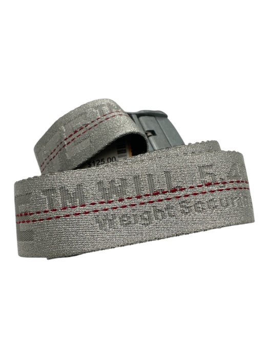Off White Silver & Red Polyester Blend Contrast Stitch Logo industrial Belts Silver & Red / One Size