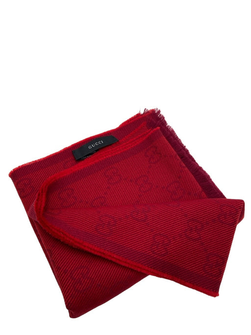 Gucci Red Virgin Wool Guccissima Men's Scarf
