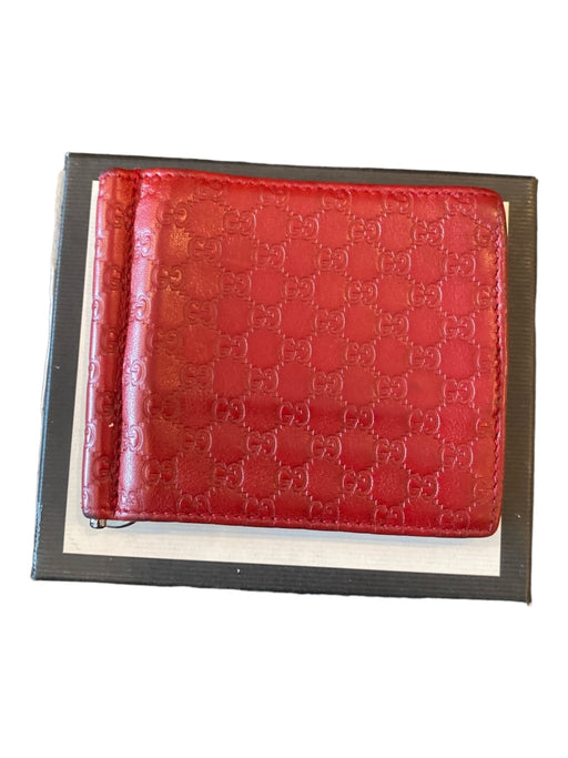 Gucci Red Leather Guccissima Bi Fold Men's Wallet