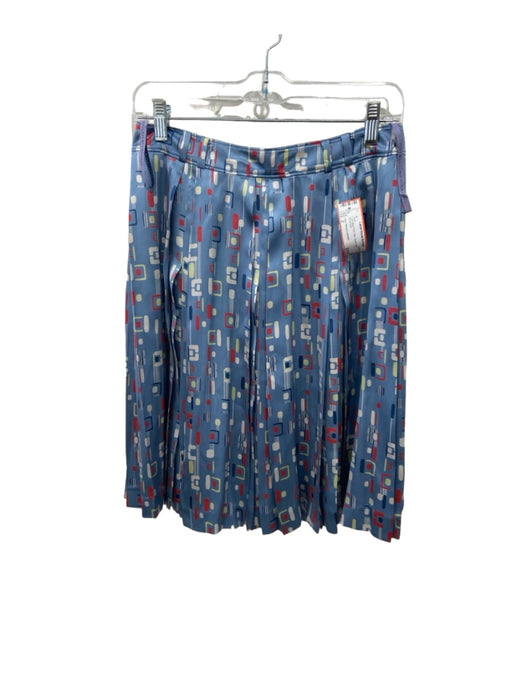 Vera Wang Lavender Size 2 Light Blue Print Silk Pleats Midi Skirt Light Blue Print / 2