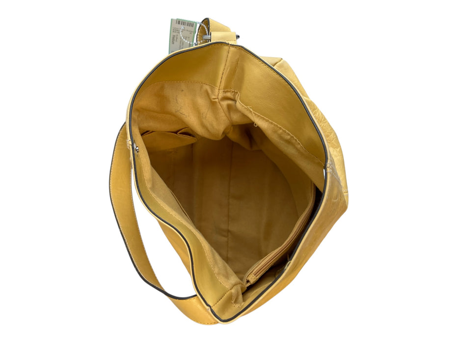 No Brand Yellow Leather 1 Strap Silver Hardware Snap Closure Bag Yellow / Medium
