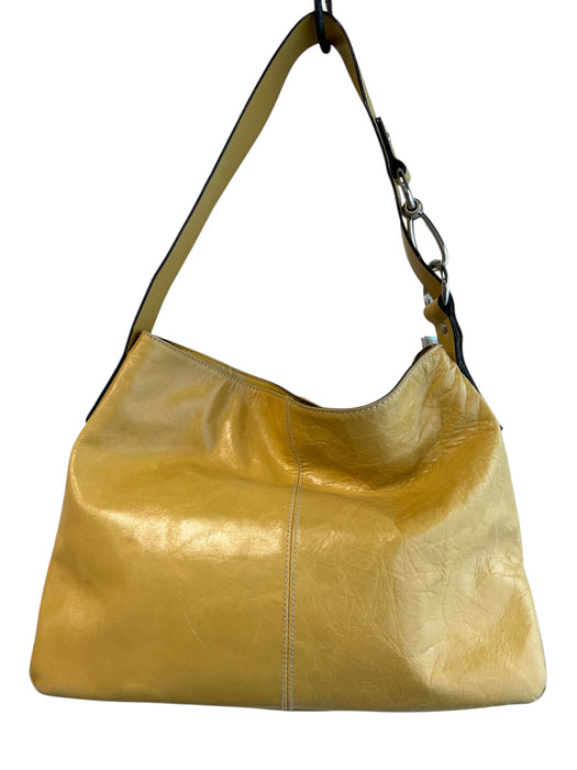 No Brand Yellow Leather 1 Strap Silver Hardware Snap Closure Bag Yellow / Medium