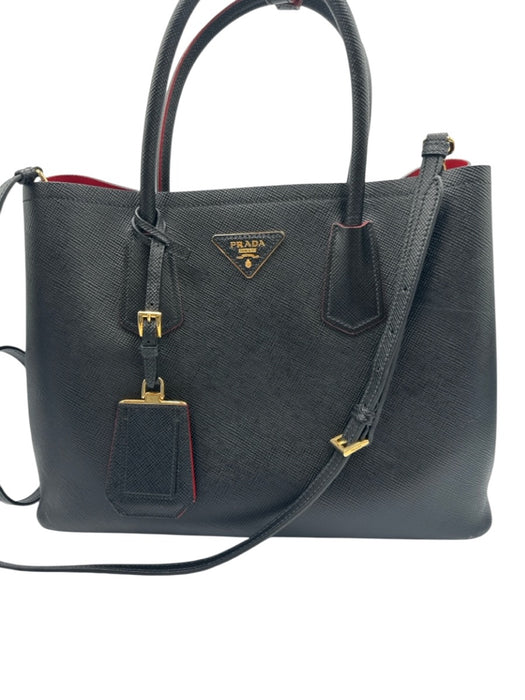 Prada Black & Red Saffiano Leather Open Top Top Handles Dust bag incl. Bag Black & Red / M