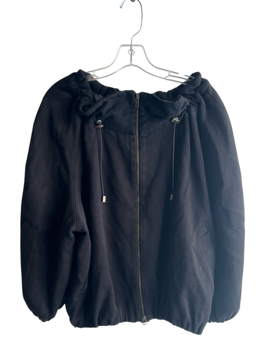 Simply Vera Size L Black Acrylic & Wool Drawstring Collar Long Sleeve Jacket Black / L