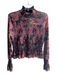 Chelsea & Violet Size XL Black & Pink Polyester Sheer High Neck Long Sleeve Top Black & Pink / XL
