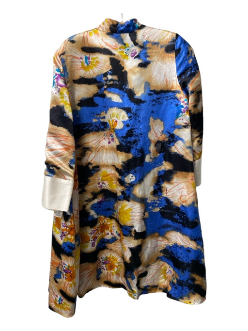 Diane Von Furstenberg Size 8 Multi Linen Blend Abstract Long Sleeve Jacket Multi / 8