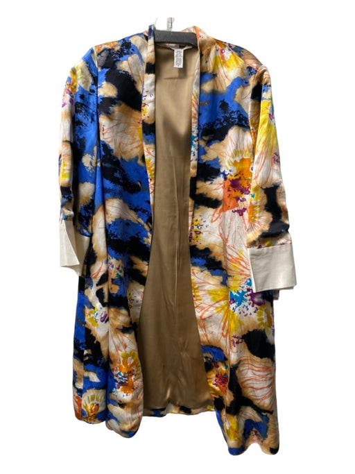 Diane Von Furstenberg Size 8 Multi Linen Blend Abstract Long Sleeve Jacket Multi / 8